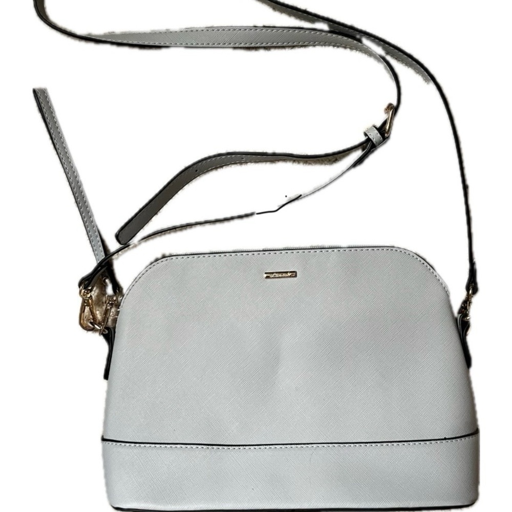 Gray Crossbody Bag with Dome Shape and Adjustable Strap